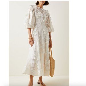 Zimmermann size 1 postcard appliqué dress white